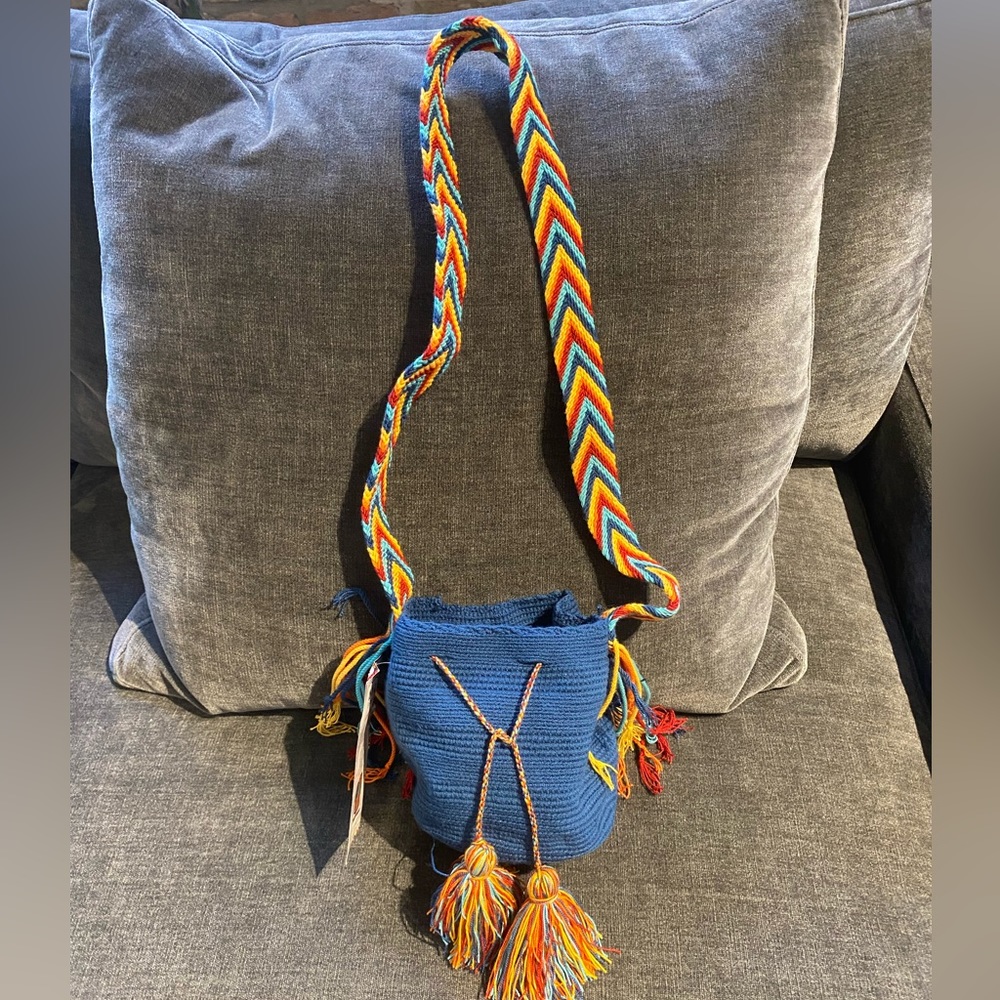 Mochila Wayuu Woven Bucket Drawstrings Bag. Authentic Colombian Craft. NWT.